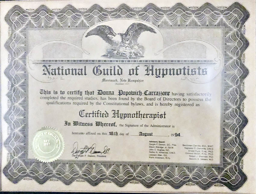 Certificed Hypnotherapist Donna Carrazzone